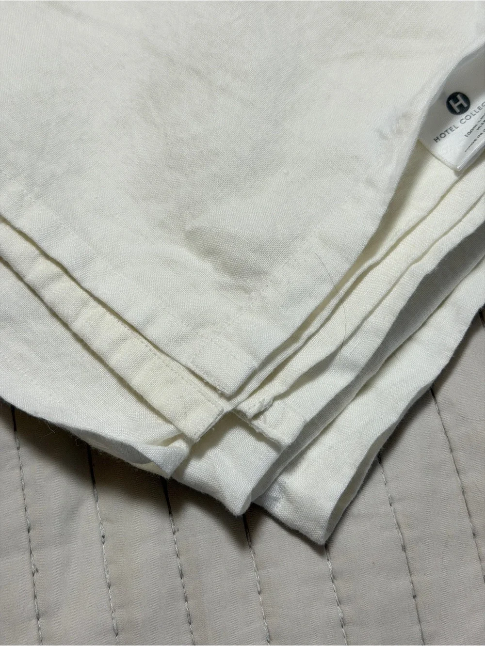 Hotel Collection King 100% Linen Flat Sheet Ivory Off White Luxury Bedding